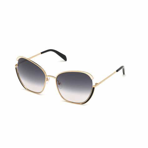 Emilio Pucci EP0131 5828B Women's Butterfly Sunglasses – Gold Metal Frame, Gray Gradient Lenses, Ø 58mm