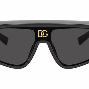 Dolce & Gabbana DG6177 501/87 46 Unisex Shield Sunglasses - Black Acetate Frame, Dark Gray Lenses