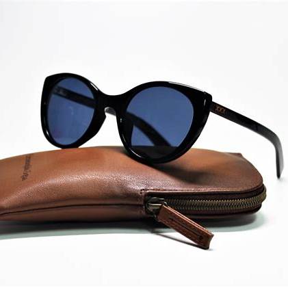 Ermenegildo Zegna Couture ZC0009 01V50 Occhiali da sole unisex - Montatura in acetato nero, lenti polarizzate blu, 50mm