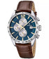 Festina Timeless Chronograph F16760/7 Men's Watch - Blue Dial, Brown Leather Strap