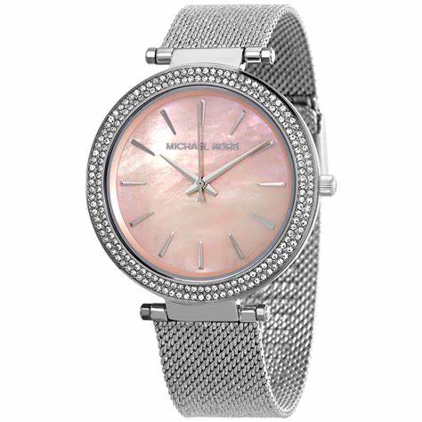 Michael Kors Darci MK4518 Women's Silver-Tone Watch - Pink Mother of Pearl Dial