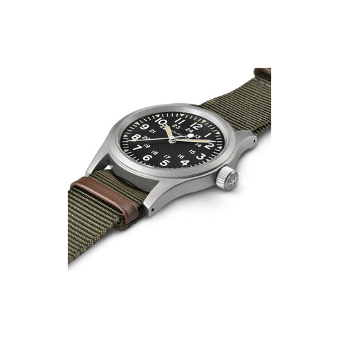 Hamilton Khaki Field Mechanical 38mm H69439931 – Black Dial, Green NATO Strap, H-50 Movement, 80h Power Reserve