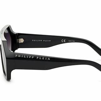 Philipp Plein SPP047-990700 Unisex Shield Sunglasses – Black Frame, Grey Gradient Lenses