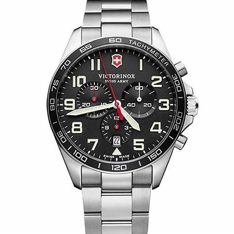 Victorinox Fieldforce Men's Chronograph Watch V241855 – Black Dial, Stainless Steel Bracelet