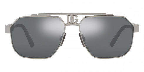 Dolce & Gabbana DG2294 Gafas de sol para hombre - montura Gunmetal, lentes espejadas gris claro, diseño de montura completa de 59 mm