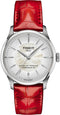 Tissot Chemin des Tourelles Powermatic 80 Women's Watch T1392071611100 - 34mm, Mother-of-Pearl Dial, Red Leather Strap