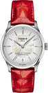Tissot Chemin des Tourelles Powermatic 80 Women's Watch T1392071611100 - 34mm, Mother-of-Pearl Dial, Red Leather Strap