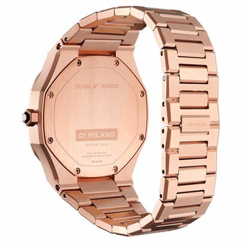 D1 Milano Ultra Thin UTBL06 Rose Night Orologio da donna - Acciaio inossidabile oro rosa 34 mm, diametro nero