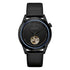 Bulova 98A323 Men's Automatic Watch – Black PVD Case, Open Heart Dial, Leather Strap