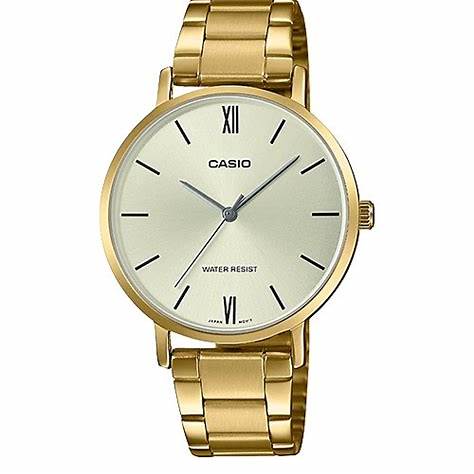 Casio LTP-VT01G-9BUDF Damen Goldfarbene Analog-Uhr – Champagner Zifferblatt