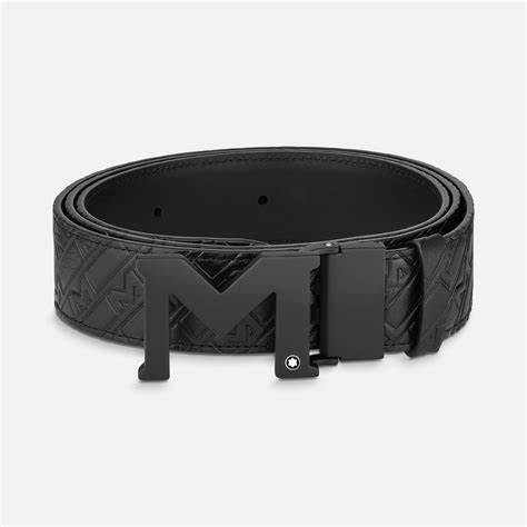 Montblanc Cintura in pelle reversibile con fibbia M in rilievo - Nero, 35 mm
