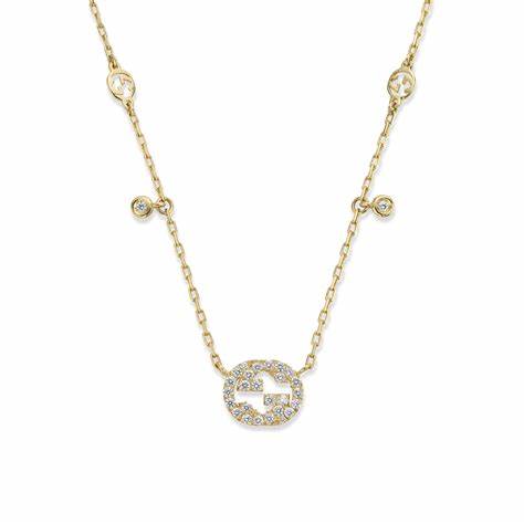 Gucci Interlocking G 18kt Yellow Gold Diamond Necklace - Model YBB729402002