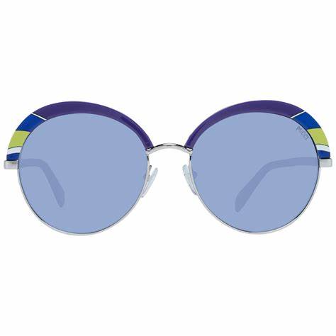 Emilio Pucci EP0102 5792W Occhiali da sole tondi da donna - Montatura viola, lenti blu sfumate, Ø 57 mm