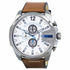 Diesel Mega Chief DZ4280 Herrenuhr - Graues Zifferblatt, Braunes Lederarmband