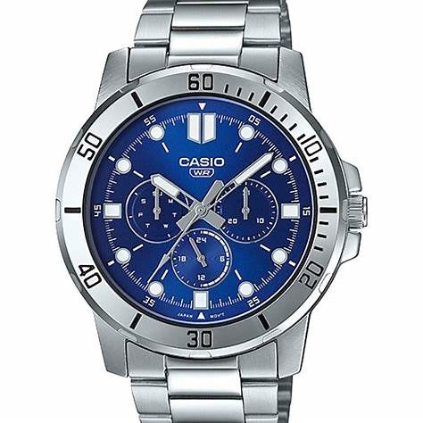 Casio MTP-VD300D-2EUDF Herren-Edelstahlarmbanduhr – Blaues Zifferblatt