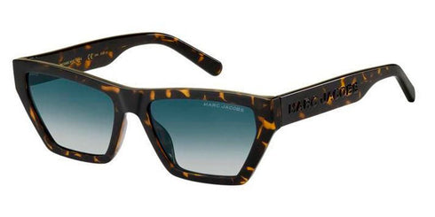 Marc Jacobs MARC 657/S 086/08 Women's Cat-Eye Sunglasses - Havana Frame, Dark Blue Gradient Lenses