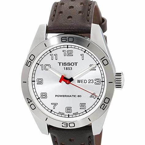Tissot PRS 516 Powermatic 80 Men's Watch - Silver Dial, Brown Leather Strap