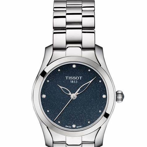 Tissot T-Wave Women's Watch - Blue Dial, Stainless Steel Bracelet, Diamond Accents