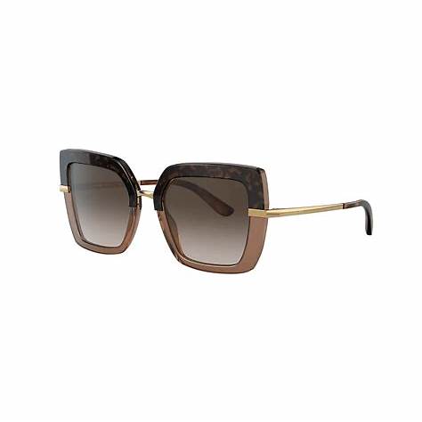 Dolce & Gabbana DG4373 3256/13 Occhiali da sole da donna - Montatura avana/oro, lenti sfumate marroni