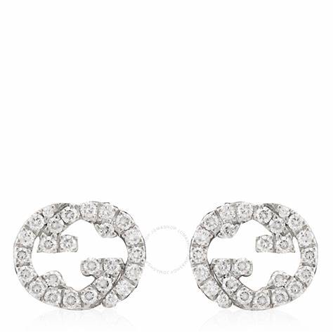 Gucci Interlocking G 18k White Gold 0.38ct Diamond Stud Earrings YBD729408003