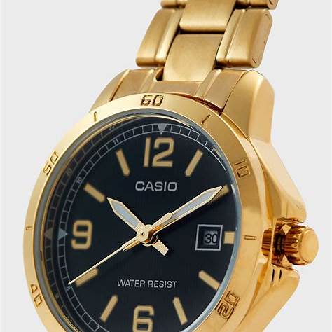 Casio LTP-V004G-1BUDF Damen Goldfarbene Analoguhr – Schwarzes Zifferblatt