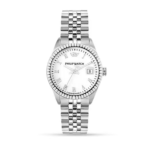 Philip Watch Caribe R8253597600 Orologio al quarzo da donna - Acciaio inossidabile, quadrante bianco