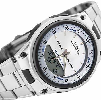 : Casio AW-80D-7AVES Men's Analog-Digital Watch – White Dial, Stainless Steel Bracelet