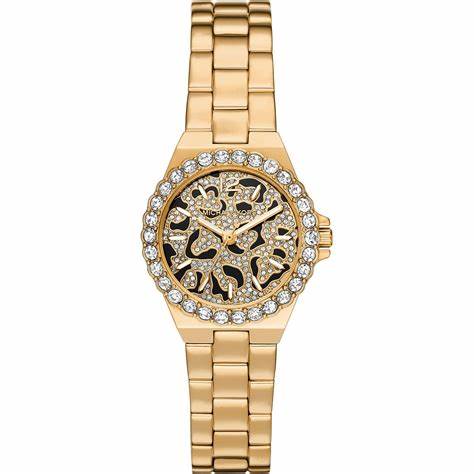 Michael Kors Lennox MK7394 Orologio da donna - Tono oro, quadrante con pavé animalier