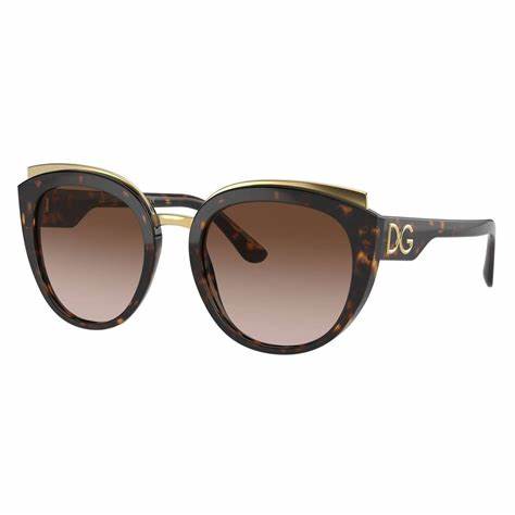 Lunettes de soleil Dolce & Gabbana DG4383 502/13 pour femme - monture havane, verres dégradés marron