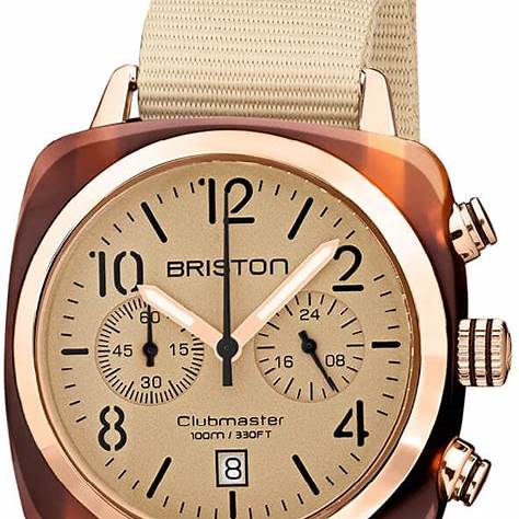 Briston Clubmaster Classic Chronograph 40mm Beige Dial Beige NATO Strap 20140.PRA.T.39.NTV