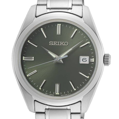 Seiko SUR527P1 Men's Quartz Watch - Green Dial, Stainless Steel Bracelet