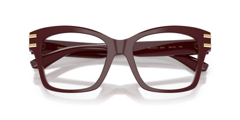 Dolce & Gabbana DG3419 3091 52 Women's Eyeglasses – Bordeaux Square Acetate Frame