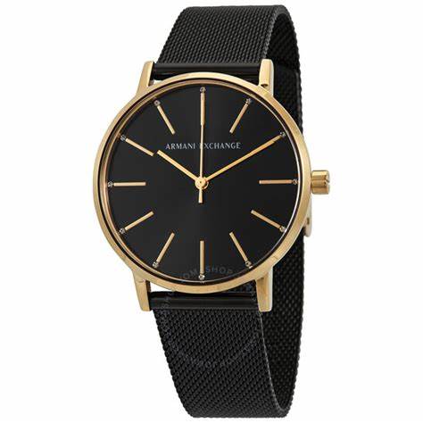 Armani Exchange AX5548 Women's Lola Black Dial Gold-Tone Mesh Watch