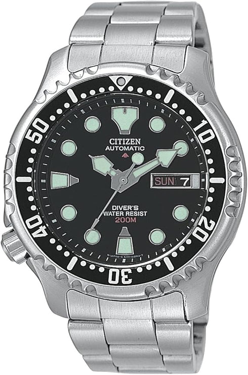 Citizen NY0040-50E Men's Watch - Black Dial, Stainless Steel Bracelet