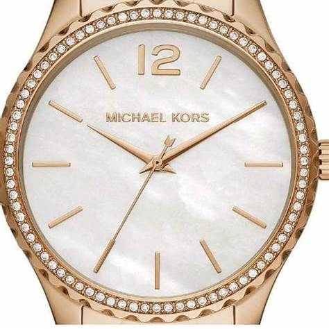 Michael Kors Layton MK6870 Women's Watch - Gold-Tone, Crystal-Embellished Bezel