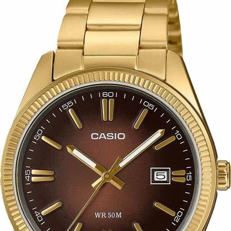 Casio MTP-1302PGC-5AVEF Men's Analog Watch – Brown Dial with Gold-Tone Stainless Steel Bracelet