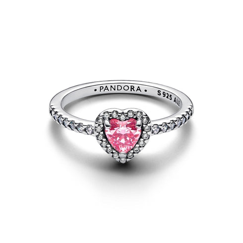 Pandora Elevated Pink Heart Ring 198421C03 – Sterling Silver with Pink Heart-Shaped Stone