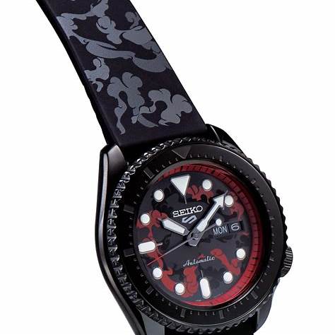 Orologio da uomo Seiko 5 Sports ONE PIECE Luffy Limited Edition - 42,5 mm, cassa in acciaio PVD nero, movimento automatico