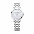 Orologio automatico da donna Baume & Mercier Classima 10553 - Cassa in acciaio inossidabile da 31 mm, quadrante in madreperla con indici di diamanti, datario