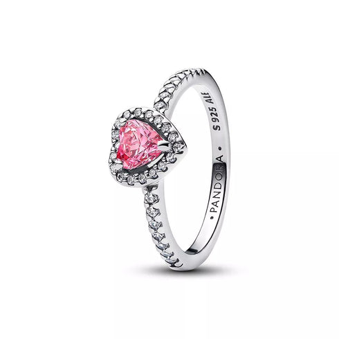 Pandora Elevated Pink Heart Ring 198421C03 – Sterling Silver with Pink Heart-Shaped Stone