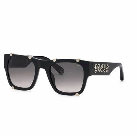 Philipp Plein SPP042W-540700 Men's Sunglasses – Black Acetate Frame, Grey Lenses