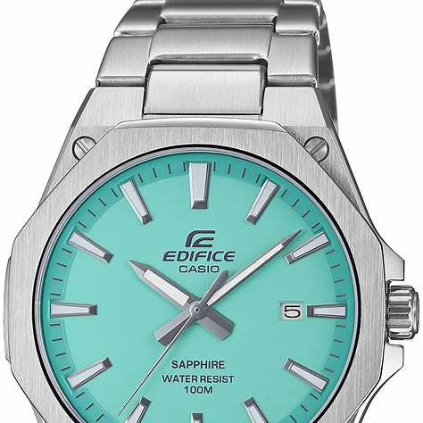 Casio Edifice EFR-S108D-2BVUEF Herrenuhr - Türkisfarbenes Zifferblatt, Edelstahlband