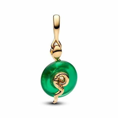 PANDORAPandora 763617C01 Snake Green Murano Glass Dangle Charm – 14k Gold - PlatedBIJOUXEcecile