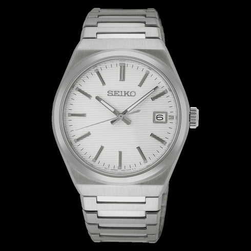 Orologio al quarzo Seiko Classic SUR553P1 Uomo - Quadrante bianco, bracciale in acciaio inossidabile