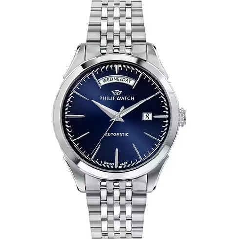 Philip Watch R8223217006 Orologio da uomo Roma - 41 mm, quadrante blu, automatico, bracciale in acciaio