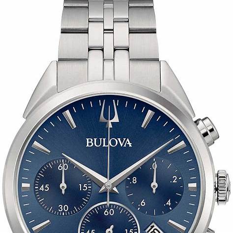 Bulova 96B373 Precisionist Chronograph Men's Watch - Blue Dial, Stainless Steel Bracelet