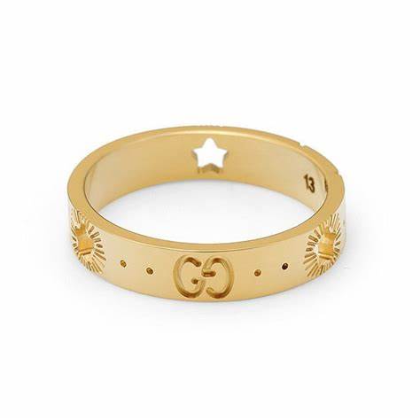 Gucci YBC607339001 18k Yellow Gold Star Motif Icon Ring