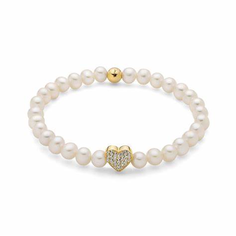 Bracciale da donna Miluna PBR3506G-TPZ - Argento 925 con perle bianche e design a cuore