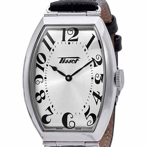 Tissot Heritage Porto Unisex Watch - Silver Dial, Stainless Steel Tonneau Case, Black Leather Strap