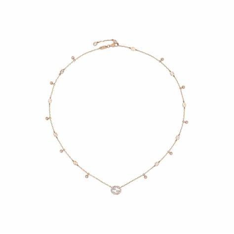 Gucci Interlocking G 18kt Rose Gold Diamond Necklace - Model YBB729402001